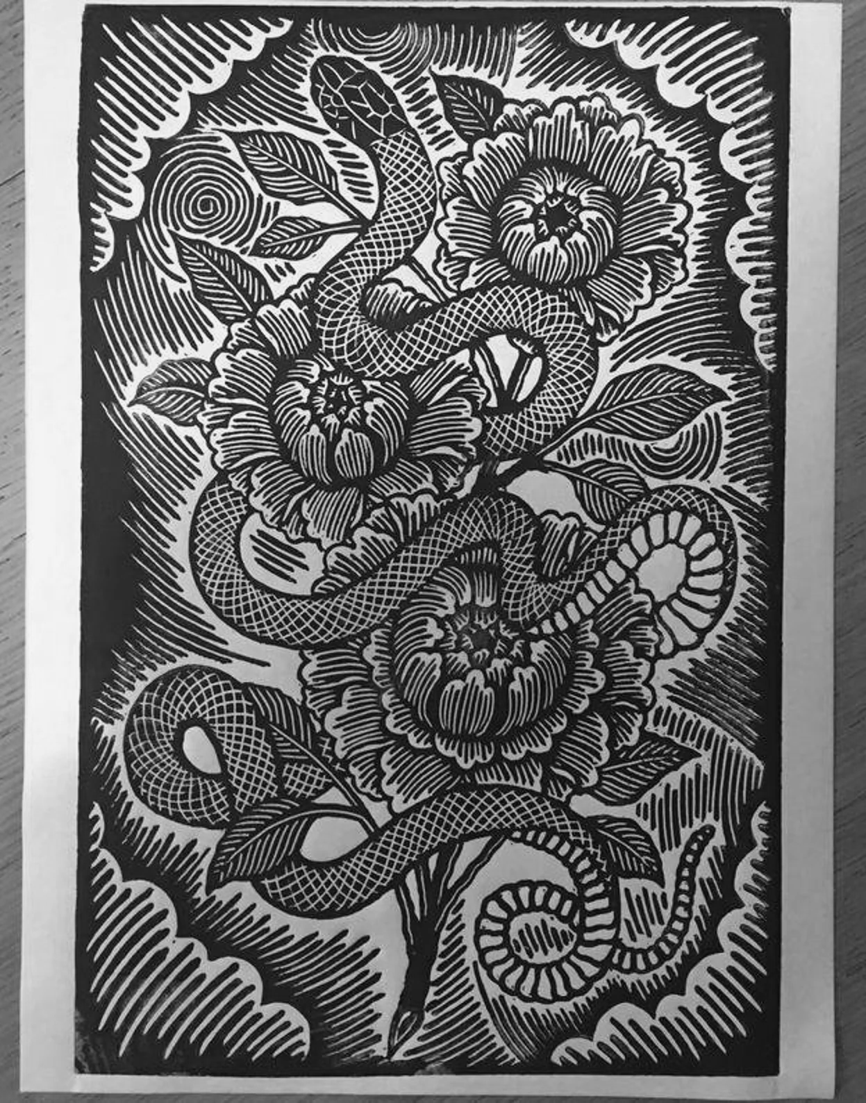 Snake and flowers